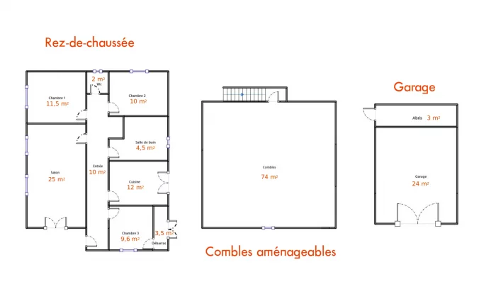 Maison à vendre à Anglet Hardoy 4 pièces 85 m2 plan avec mesures